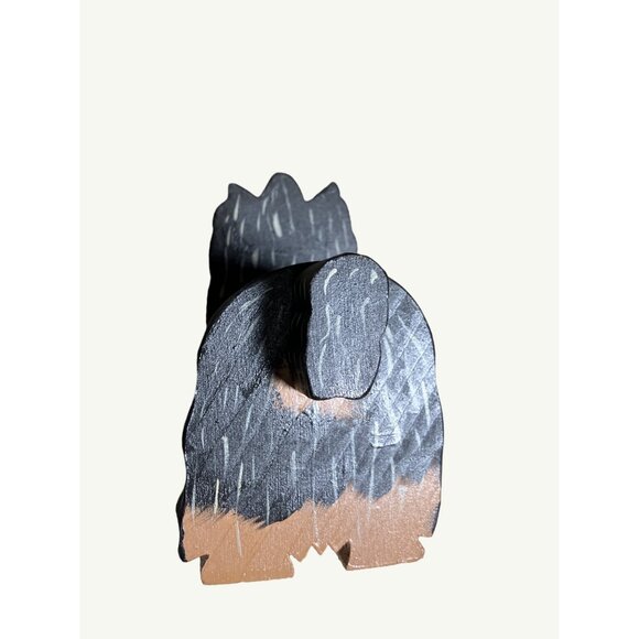 Hand-Painted Wooden Yorkshire TerrierDog Figurine With Pink Bow - Picture 9 of 11